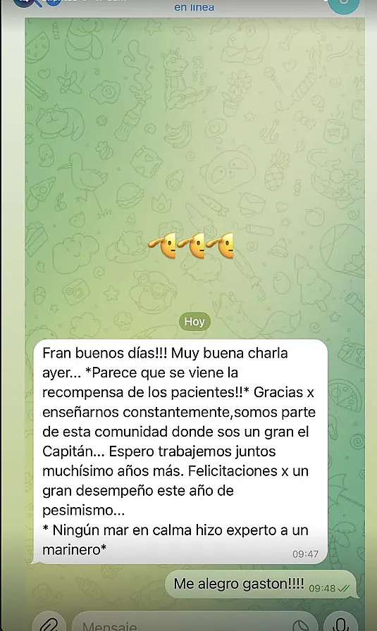 Testimonio de cliente en WhatsApp o Telegram