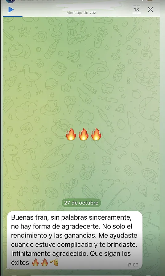 Testimonio de cliente en WhatsApp o Telegram