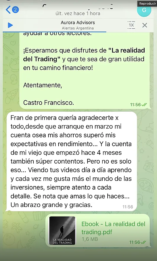 Testimonio de cliente en WhatsApp o Telegram