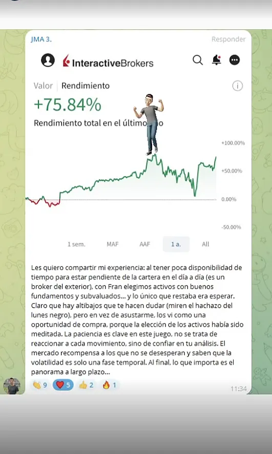 Testimonio de cliente en WhatsApp o Telegram