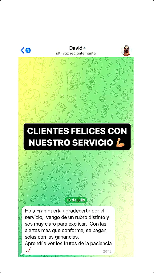 Testimonio de cliente en WhatsApp o Telegram