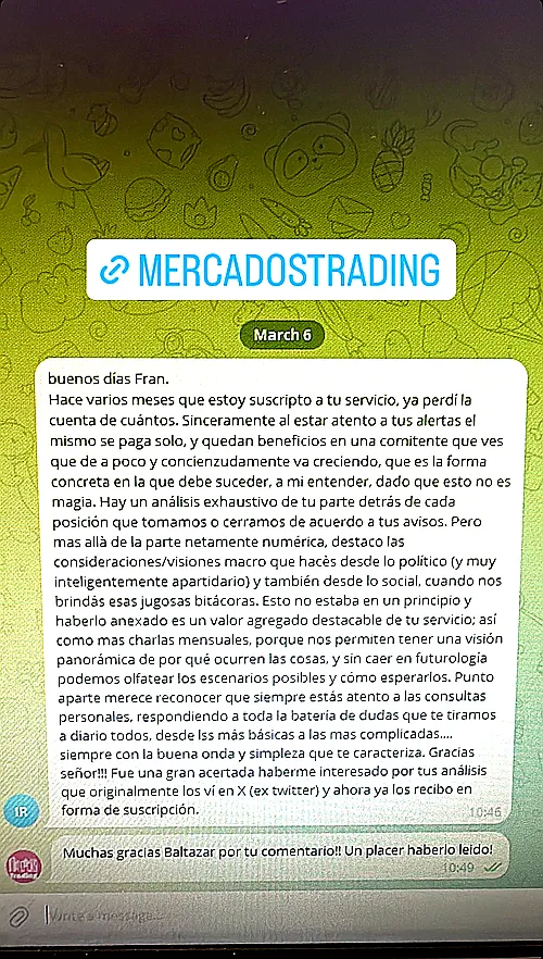 Testimonio de cliente en WhatsApp o Telegram