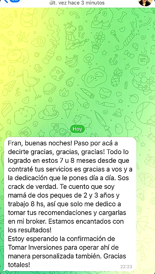 Testimonio de cliente en WhatsApp o Telegram