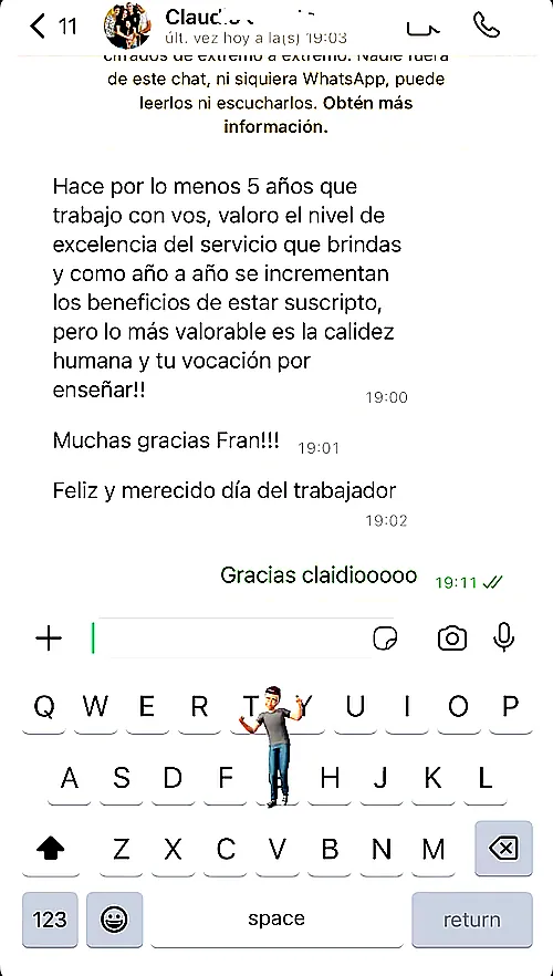 Testimonio de cliente en WhatsApp o Telegram