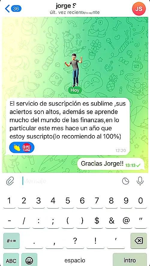 Testimonio de cliente en WhatsApp o Telegram