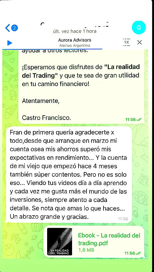 Testimonio de cliente en WhatsApp o Telegram