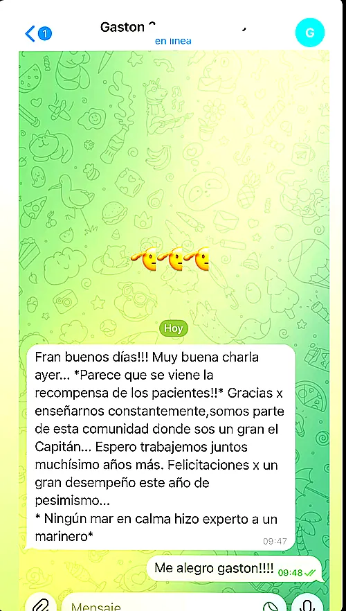 Testimonio de cliente en WhatsApp o Telegram